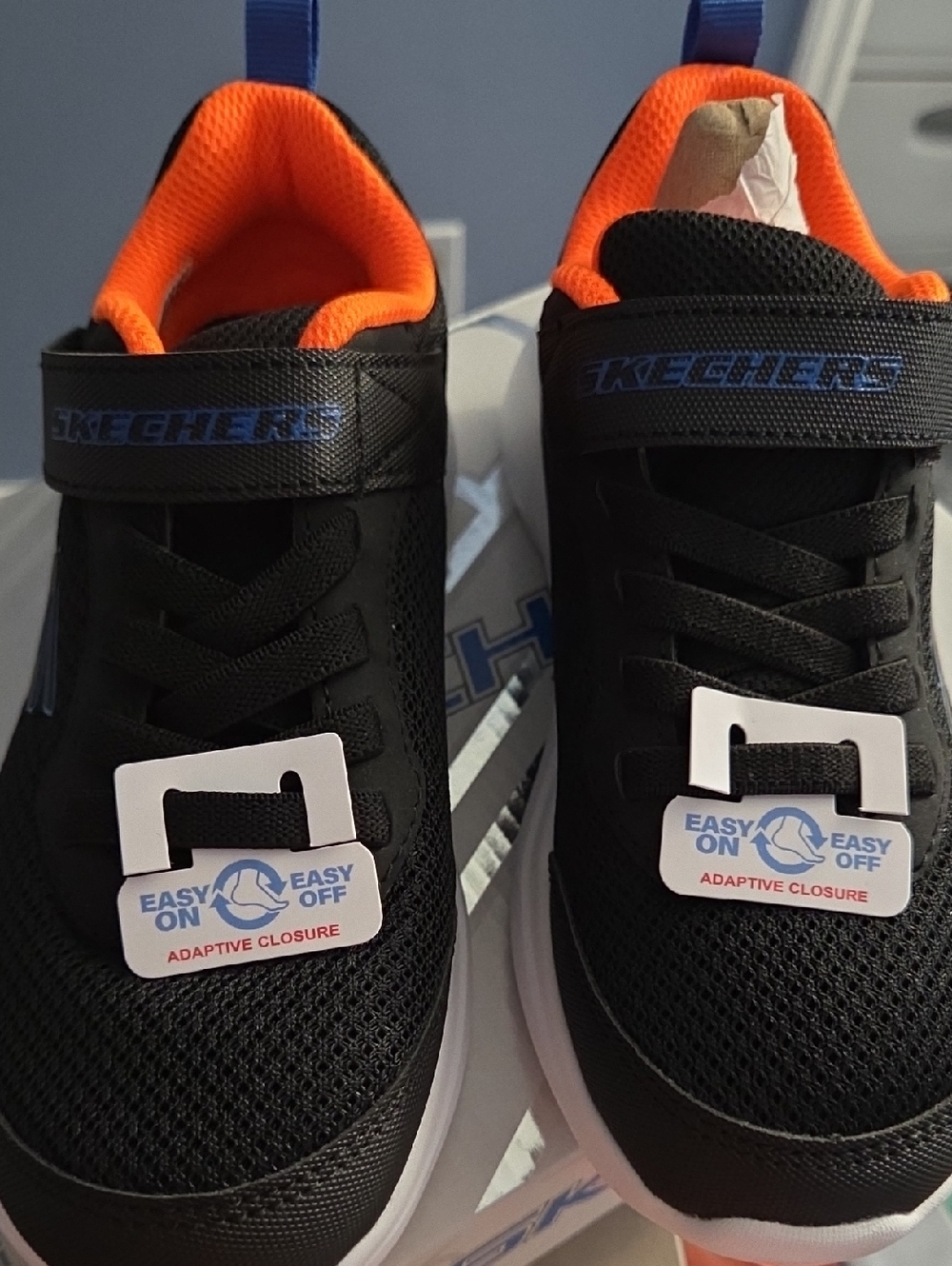 Skechers Kids Black & Orange Adaptive Closure Sneakers